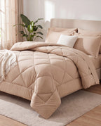 Couette 2-en-1 beige avec ses 2 taies
