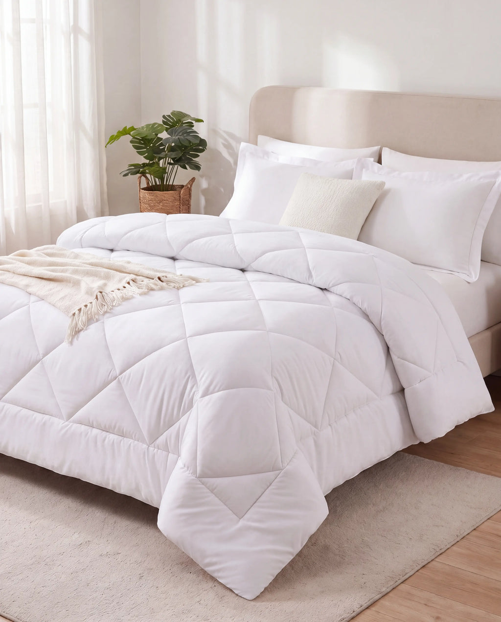 Couette 2-en-1 blanche avec ses 2 taies