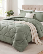 Couette 2-en-1 vert sauge avec ses 2 taies