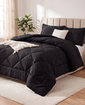 Couette 2-en-1 noire avec ses 2 taies